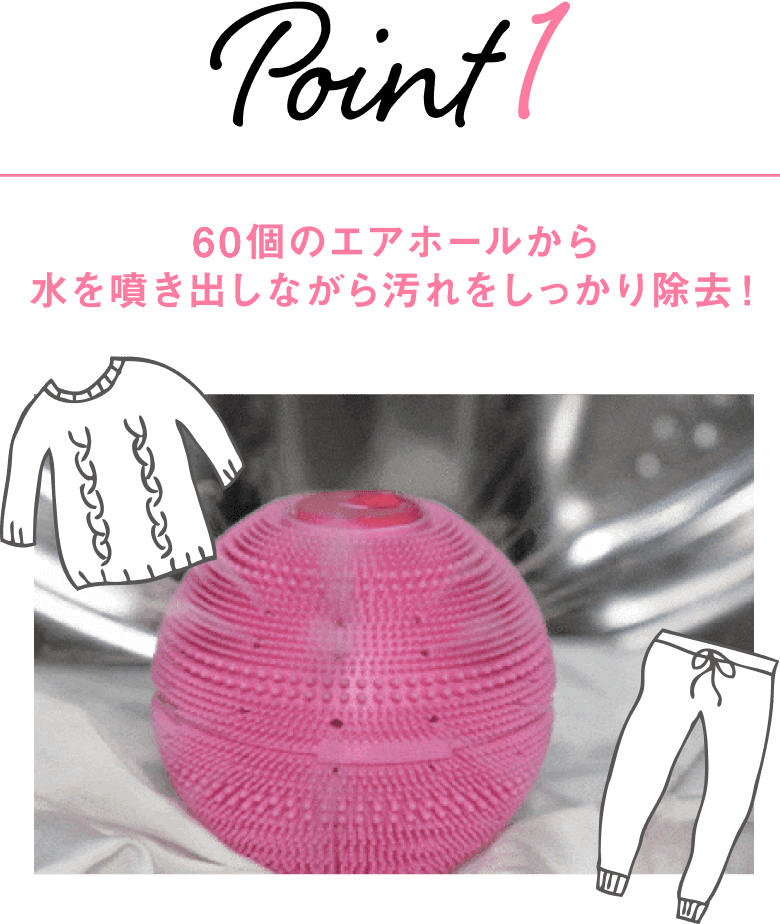 72個のエアホールから
                水を噴き出しながら汚れをしっかり除去！